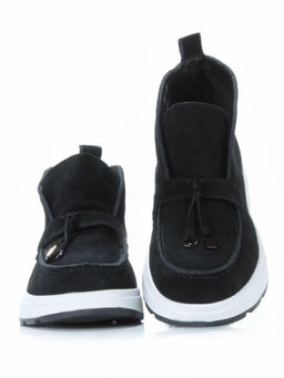 01-5281-5 BLACK Ботинки демисезонные женские (натуральная замша, байка)