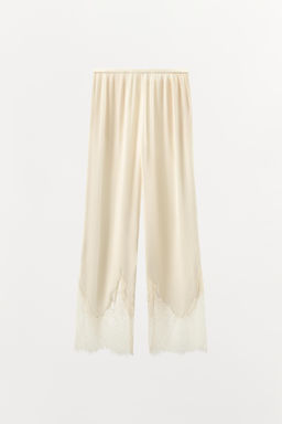 PANTAL?N SATINADO ENCAJE / Crudo - Zara фото 8