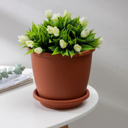 Цена за 2 шт. Горшок для цветов с поддоном «Афина», 2.2 л, пластиковый, коричневый