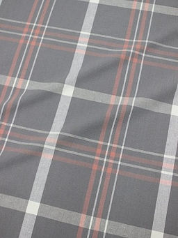 Вареный (стираный) хлопок Клетка (цв.белый/лососевый) на сером, ш.2.5м, хл-100%, 115гр/м.кв