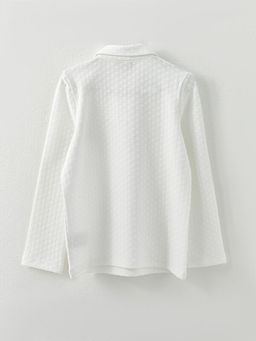 Polo Yaka Kendinden Desenli Uzun Kollu K?z ?ocuk Ti??rt - Waikiki фото 2