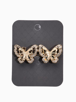 Зажим для кардигана «Ажур. Бабочки», белый в золоте