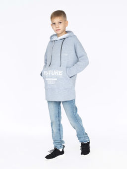 Толстовка детская с капюшоном серая Future