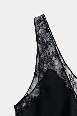 TOP SATINADO ENCAJE ZW COLLECTION / Negro