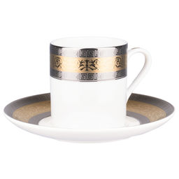 41480 GIPFEL Кофейная пара HERMES (чашка 90 мл, блюдце 13 см). Материал: костяной фарфор. Цвет: белый с золотым.  фото 2