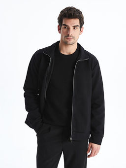Dik Yaka Uzun Kollu Erkek Fermuarl? Sweatshirt