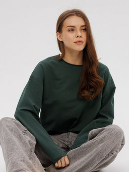 Женский лонгслив из футера 2-х нитки Lingeamo хаки ВК-25 (53)  фото 4