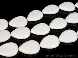 Бусины из агата белого капля 40*30мм, 40см, 10 бусин Радуга камня