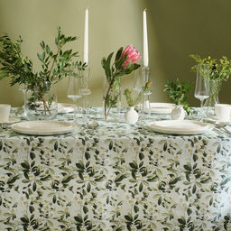 Скатерть Доляна Apple flowers, 146?220 см, 100% хлопок, рогожка 164 г/м?