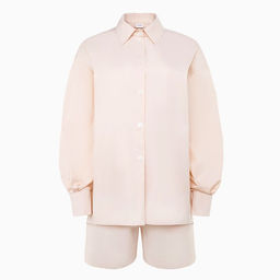 Костюм женский (рубашка, шорты) MINAKU: Oversize, молочный, размер 46