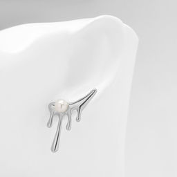 Серьги с жемчугом Таяние круг, цвет серебро - Qf фото 3