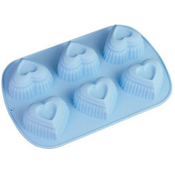 Форма для выпечки 6 ячеек силиконовая/ YH420 /уп 144/Сердце/26*17/0,095/ - Галеонтрейд фото 2