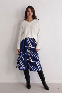 11047 Юбка А-силуэта синяя с принтом - Martichelli фото 2
