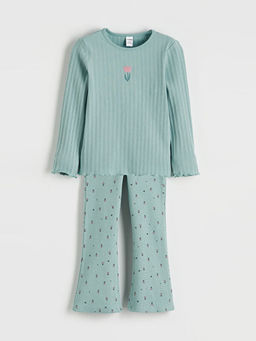 Bisiklet Yaka Nak??l? K?z ?ocuk Pijama Tak?m?