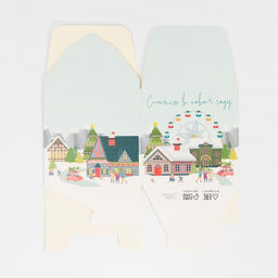 Цена за 3 шт. Коробка подарочная новогодняя складная Город новогодний, 12?12?12 см, Новый год