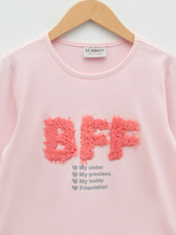 Bisiklet Yaka Bask?l? Uzun Kollu Pamuklu K?z ?ocuk Ti??rt - Waikiki фото 3