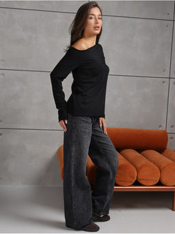 Лонгслив Плечо Черный - София фото 9