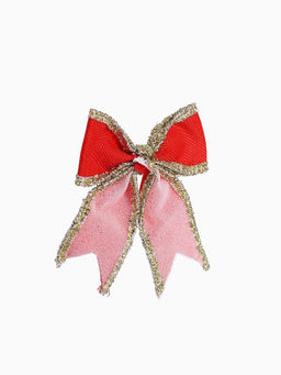 Цена за 2 шт. Ёлочные игрушки 2 шт. «Зимнее волшебство. Бант классический» пластик, 14×14 см, красный