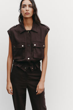 CARGO WAISTCOAT WITH LINEN