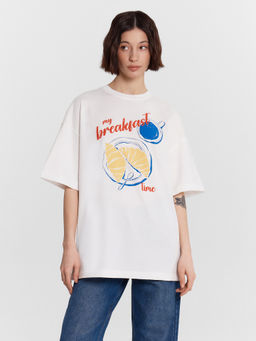 Футболка женская белая с принтом my breakfast time