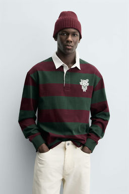 STRIPED PATCH POLO SHIRT