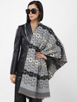 в составе ШЕРСТЬ и КАШЕМИР  Большой, мягкий, теплый двусторонний палантин с принтом. - Tantino фото 3