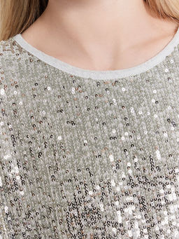 Блузка для девочек серебристая в пайетки - Mark formelle фото 5