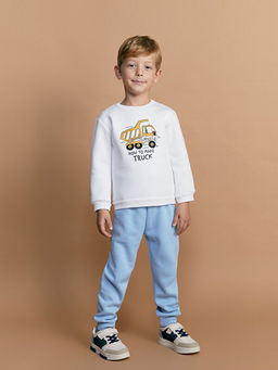 Bask?l? Erkek Bebek Sweatshirt ve E?ofman Alt 2li Tak?m - Waikiki фото 5
