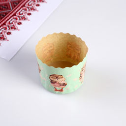 Цена за 20 шт. Форма для выпечки кулича «Совушки», бумага, 7×6 см, зелёная