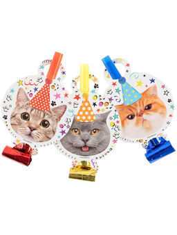 Цена за 2 шт. Карнавальные язычки гудки "Котики" 11 см, 6 шт. в упак.