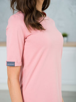 Трикотажное женское удлиненное платье-футболка LINGEAMO светло-коралловое ВП-08 (6)  фото 3