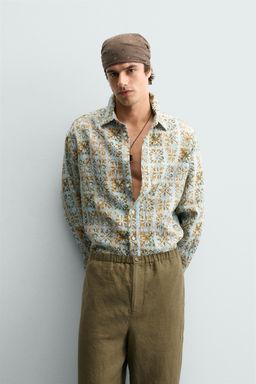 CAMISA RELAXED FIT ESTAMPADO GEOM?TRICO / Celeste - Zara фото 2