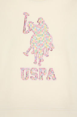 K_z _ocuk Krem Bisiklet Yaka Sweatshirt - U.s. polo assn фото 4