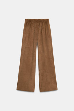 WIDE-LEG FAUX SUEDE TROUSERS - Zara фото 4