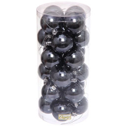 Новогодние шары 6 см (набор 24 шт) "Глянец", графит