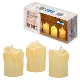 ULD-F062 WW CANDLE SET3 Фигура светодиодная Свеча на батарейках LR44 (в/к), в составе набора из 3 штук. 1 светодиод. Теплый белый свет. TM Uniel - Volpe фото 9