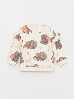 Bisiklet Yaka Bask?l? K?z Bebek Sweatshirt ve Pantolon 2li Tak?m