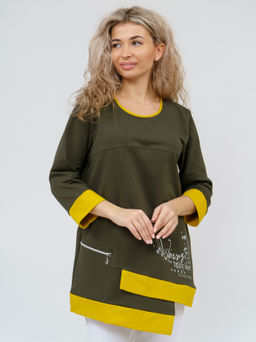 853 Туника "хаки/горчица"