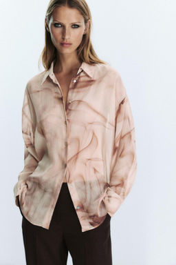 TIE-DYE PRINT COTTON GAUZE BLOUSE - Zara фото 11