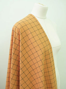 Теплый хлопок Клетка-штрих цв.морковно-оранжевый, ш.1.5м, хлопок-100%, 160гр/м.кв - Купава фото 4