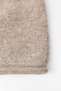 FINE KNIT RHINESTONE BEANIE HAT - Zara фото 2