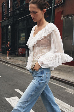 SEMI-SHEER ROMANTIC BLOUSE - Zara фото 13
