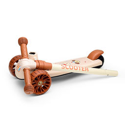 Самокат 3-х кол., PU, цвет коричневый