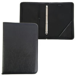 Папка деловая Calligrata «Лайт», искусственная кожа, для бумаг, для офиса, с кольцевым механизмом 4, 360×260×30 мм, чёрная