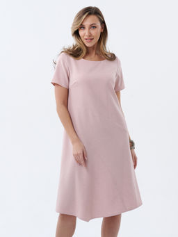 Платье с ассиметричной линией низа пудровое