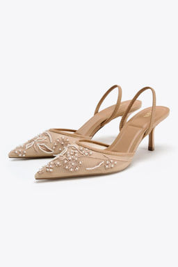 SLINGBACK SHOES WITH EMBROIDERED MESH - Zara фото 8