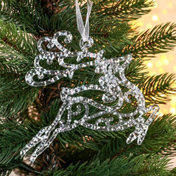 Цена за 2 шт. Ёлочная игрушка Зимнее волшебство. Олень в прыжке - магия, 1312 см, прозрачный фото 4