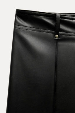 ZW COLLECTION LEATHER EFFECT WIDE LEG TROUSERS - Zara фото 9