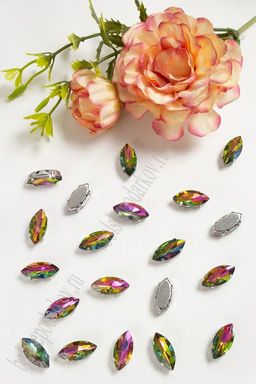 Стразы пришивные 15 мм "Овал заостренный" (20 шт) SF-3713, хамелеон №24