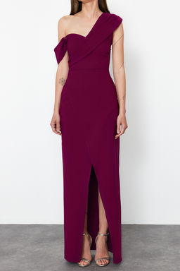 Murdum Dokuma Uzun S?k Abiye Elbise TPRSS24AE00150